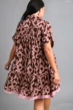 Umgee Animal Print Tiered Dress in Light Mauve - Image 4